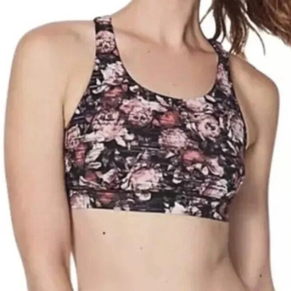 Lululemon Peony Multi Floral Break Free Sports Bra Nulux Size 8